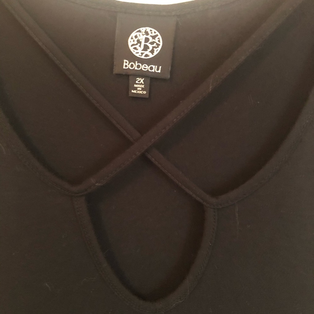 Bobeau Black Sleeveless Strappy Flowy Tee PLUS 2X